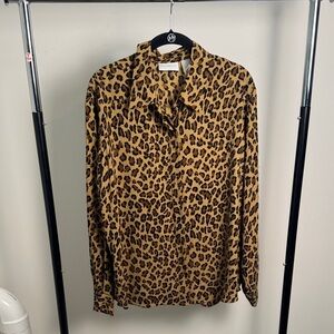 Liz Claiborne Liz Sport Cheetah Print Button Down Business Casual Blouse SZ XL